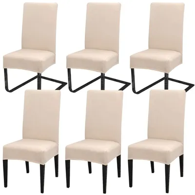 Productafbeelding van Stoelhoes set van 6, elastisch, universeel, beige, wasbaar