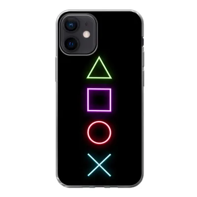 Produktbild von MuchoWow® Handyhülle Schutzhülle Hülle für iPhone 12 Gaming - Neon - Konsole - Schwarz - Controller - Gaming Silikon Softcase Handy Hülle - Schutzhülle