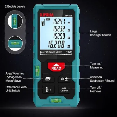 Produktbild von Laserentfernungsmesser 50M wasserdicht IP54 mit Doppelwasserwaage