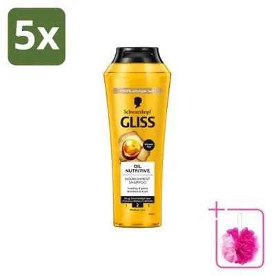 Obrázek produktu pro 5 kusů šamponu Schwarzkopf Gliss Oil Nutritive pro suché vlasy - 250 ml - výhodná sada