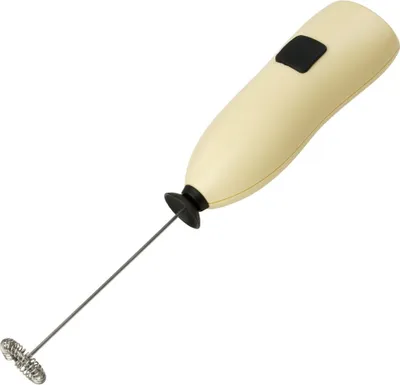 Produktbild von Fackelmann Milchschäumer mit Batterie, Quirl mit Funktionsteil aus Edelstahl, Küchenhelfer zur Herstellung von Milchschaum (Farbe: Creme/Schwarz)