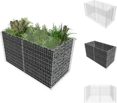 Produktbild von vidaXL Gabionen-Hochbeet Stahl 180×90×100 cm Silbern -  Blumentöpfe & Pflanzgefäße