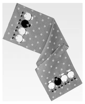 Produktbild von Tischdecke Schwarzes Schaf Ostern Deko Tischwäsche mit Applikation in Leinen-Optik Bestickt 40x140 cm grau