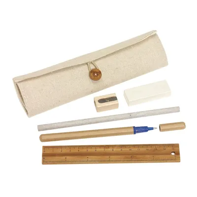 Produktbild von Schreibset, Kugelschreiber, Radiergummi, Holz-Anspitzer, Bleistift, Lineal BWI