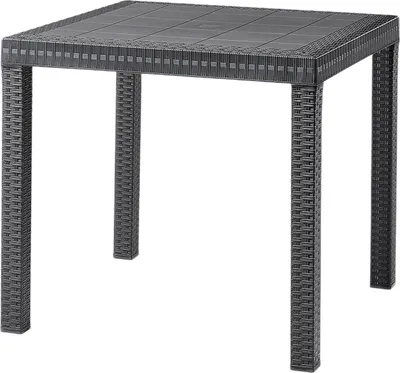 Immagine prodotto di Tavolo quadrato 80x80 cm da esterno giardino in wicker stampato con gambe regolabili e foro centrale per ombrellone Nasa -  Black