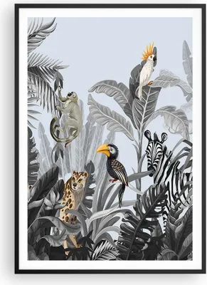 Produktbild von Gerahmtes Poster - Schwarzer Rahmen - Dschungel Tiere Tukane - 70x100 cm - Wand Bild - Wanddeko - Wandbilder - Kunstposter - Wandposter - Bilderrahmen - Bilder - Kunstdruck - P2BPA70x100-4662