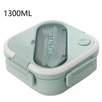 Produktbild von 1300ml Lunchbox Bento Box Brotdose Erwachsene 1300ml mit 3 FäChern für Kinder inkl. Besteck Jausenbox für Mikrowellen Und SpüLmaschinen