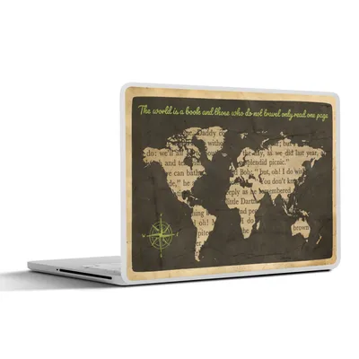 Produktbild von MuchoWow® Laptop Aufkleber Sticker Cover Weltkarte - Zitat - Buch 31x22.5 cm - Laptop-Deko
