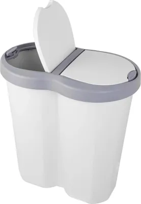 Image de Poubelle - Bac de tri sélectif - 40 L - Double compartiment - 2 couvercles - Recyclage