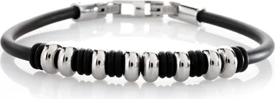 Produktbild von Katschuk Armband mit Edelstahl Elementen - Männerschmuck - 19.0 Zentimeter