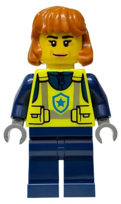 Productafbeelding van LEGO Minifiguur: Politieagent - Vrouwelijk, veiligheidsvest in neongeel (cty1990)
