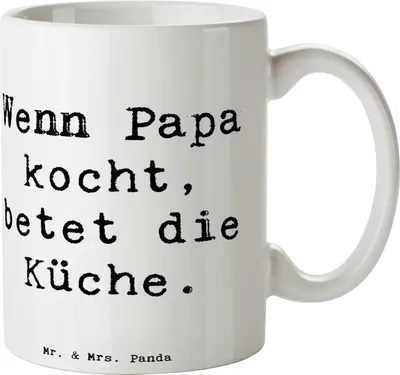 Produktbild von Mr. & Mrs. Panda Keramiktasse Spruch Vater Koch - Weiß - Geschenk, Kochen, Becher, Familie, moderner, Vaterschaft, Geburtstag, Pott, Familienleben, Tasse, Vaterliebe