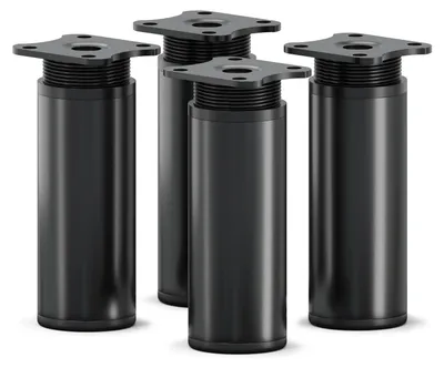 Produktbild von 4er Set sossai moderne runde Möbelfüße in Schwarzmatt 100mm höhenverstellbar Schrankfüße Sockelfüße