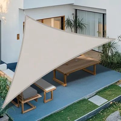 Produktbild von Sonnensegel Dreieckig Wasserdicht Taupe 3x3x4.25m PES Polyester 95% UV-Schutz