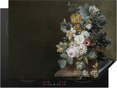 Produktbild von KitchenYeah© Herdabdeckplatte Blumen - Eelke Jelles Eelkema - Alte Meister , 71x52cm, Küche Deko, Glaskeramikkochfeld Herdabdeckung, Abdeckplatte fùr Kochfeld