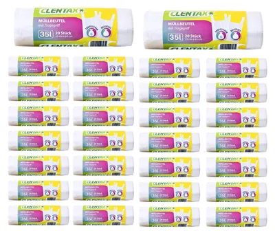 Produktbild von CLENTAX Müllbeutel 35L mit Tragegriff 40 x 20 St / insg. 800 St / Reissfest Tropfsicher