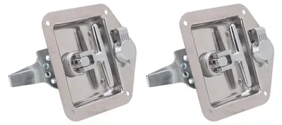 Image de Lot de 2 serrures de coffre à outils avec poignée, pliables, en acier inoxydable, pour véhicules de loisirs, remorques et camping-cars