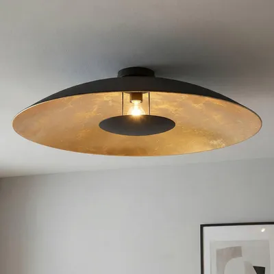 Produktbild von Lindby Deckenlampe Narisara, Ø 80 cm, E27, schwarz-gold