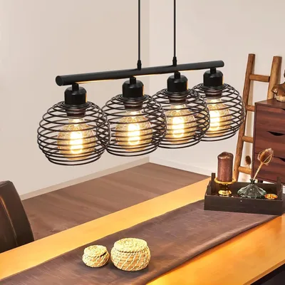 Produktbild von ZMH závesné svetlo vintage výškovo nastaviteľné železo čierne E27 železná stolová lampa retro závesná lampa 120 cm výškovo nastaviteľná