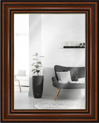 Produktbild von MendeFrames H017 Wandspiegel Nussbaum Goldkante 70x90 cm