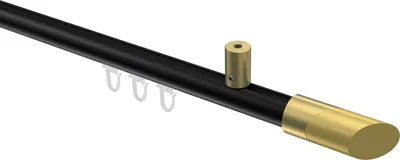 Produktbild von Interdeco Innenlaufstange / Gardinenstange mit Innenlauf Schwarz / Messing-Optik, Typ Sonius Verano (Schräge Bicolor) Deckenmontage, 20 mm Ø 1-läufig, 120 cm