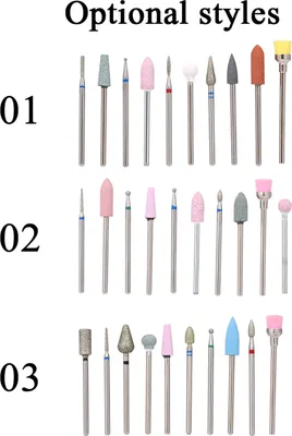 Produktbild von 10 Stück Nagelbohrer Nagelhautreiniger Staubpinsel Drehpolierfeile Schleifköpfe Salonwerkzeuge