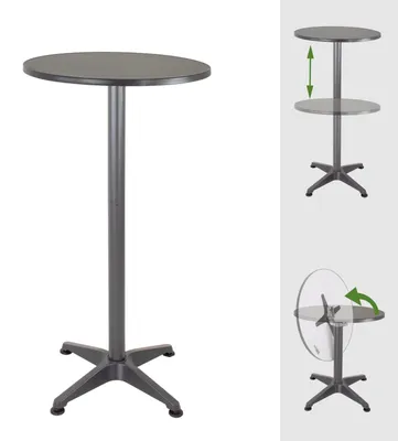 Produktbild von Stehtisch 2in1 Bistrotisch Alu klappbar höhenverstellbar 70/115 cm Ø 60 cm Partytisch Anthrazit