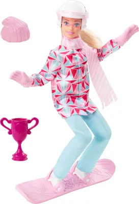 Image de Poupée Barbie blonde sportive d'hiver - articulée - avec tenue, snowboard et trophée - 30,48 cm - 3+ Years MATTEL