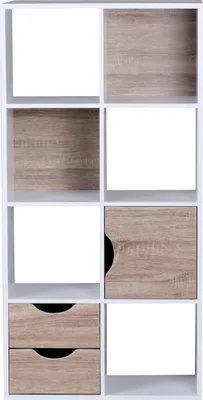 Obrázok produktu pre Wohnling Knižnica MASSA 60 x 120 x 29 cm Biely dub Sonoma so zásuvkami a dvierkami