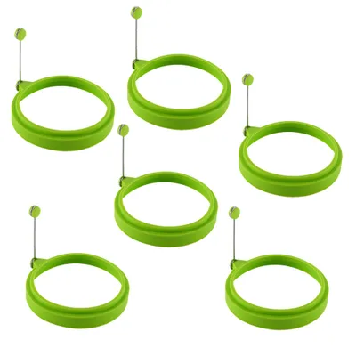 Produktbild von 6 Pack Ei Ring,Spiegeleiform für Bratpfanne Ei Ringe Silikon Pfannkuchenform Rund Omelett Form Für Eier Kochen(Grün)