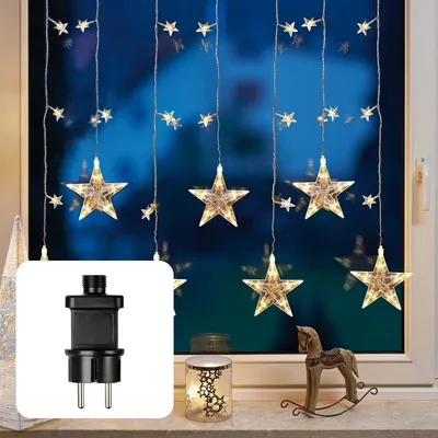 Produktbild von LED Lichterkette Vorhang Deko Motiv Sterne warmweiß 137 LEDs Innen Fenster