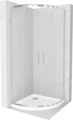 Immagine prodotto di Mexen Rio cabina doccia semicircolare 90 x 90 cm, trasparente, cromo + piatto doccia Flat, bianco - 863-090-090-01-00-4110