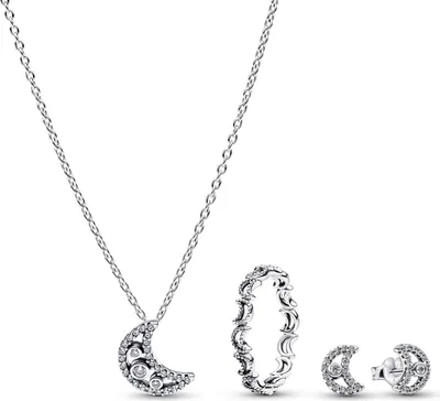Pandora 21122 Schmuck-Set für Damen Silber Kette, Ohrringe und Ring Mond 1