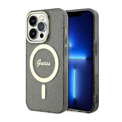 Produktbild von Guess Guhmp14Xhcmcgk Hülle Für Iphone 14 Pro Max 6,7 - Schwarz Glitzer Gold Magsafe