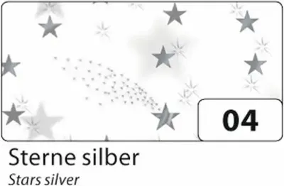 Produktbild von folia Transparentpapier Rolle Sterne silber 50,5x70cm