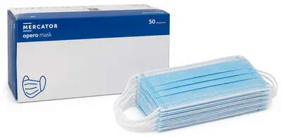Produktbild von Atemschutzmaske Mercator IIR blau 50 Stück für Schutz für Hygiene Packung Daten, KI-generiertes Bild
