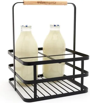 Produktbild von Retro Milchhalter schwarz 4 Flaschen