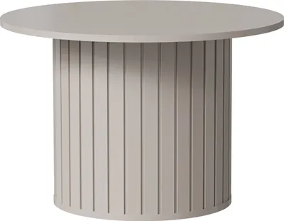 A round coffee table with a fluted base.
