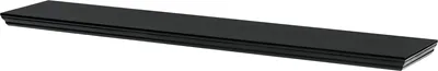 A black shelf is shown against a white background.