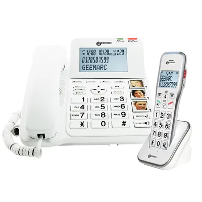 Immagine prodotto di Geemarc DECT595 Telefono a filo per anziani Segreteria telefonica, vivavoce, segnalazione ottica di chiamata, per persone ipoudenti