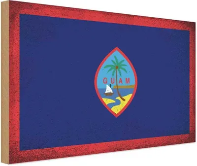 Produktbild von vianmo Holzschild 12x18 cm Guam Vintage Flagge Fahne Wappen