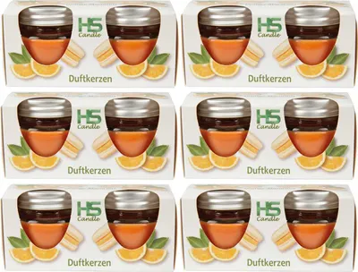 Produktbild von Duftkerze im Glas "Macaron" mit Deckel, 12er Pack mit je ca. 7 Std. Brenndauer, Höhe: 5cm, Ø6cm