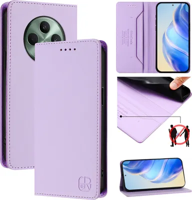 Produktbild von Lederhülle für Oppo Reno12F 5G/Reno12F 4G Hülle Flip Brieftasche Kartenfächern Ständer Schutzhülle Violett
