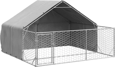 Obrázok produktu pre vidaXL Vonkajšia búda pre psov s výbehom 3x3x1,9 m Pozinkovaná oceľ