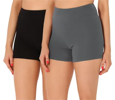 Produktbild von Merry Style Damen Shorts Radlerhose Boxershorts aus Baumwolle 2Pack MS10-359(Schwarz/Grau (2Pack), XXL)