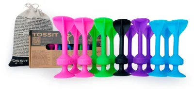 Immagine prodotto di Gioco con ventosa, realizzato in silicone sostenibile, composto da 4 pezzi, adatto sia per interni che per esterni