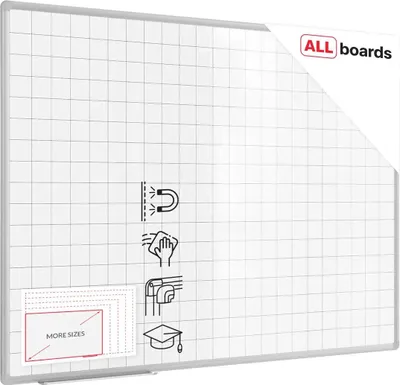 Immagine prodotto di Lavagna magnetica bianca cancellabile 120x90 cm con stampa - quadretti