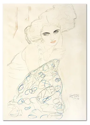 Immagine prodotto di Giallobus - Ragazza con matita rossa e blu - Gustav Klimt - 100L x 140l cm - Quadro - Vetro acrilico