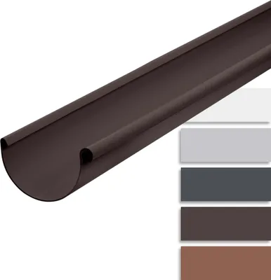 Produktbild von INEFA Dachrinne Kunststoff halbrund 200cm NW150 / 150mm, Dunkelbraun,, Regenrinnen PVC, einfache Steckmontage,  Germany