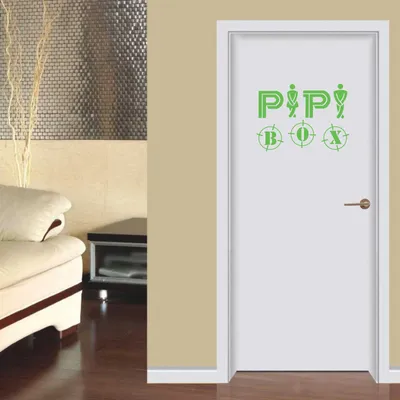 Produktbild von Wandtattoo - Wandaufkleber - Tür- Wandtattoo "Pipi Box" - 30cm x 22cm lindgrün - Dekoration Küche Wohnzimmer Wand